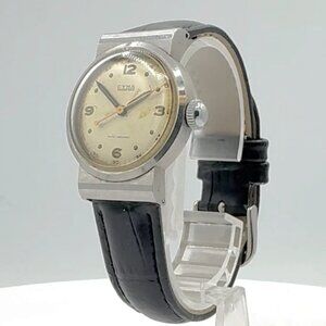 Vintage Cyma Shock Absorber Men's Mechanical Wristwatch Swiss SteelClam Shell